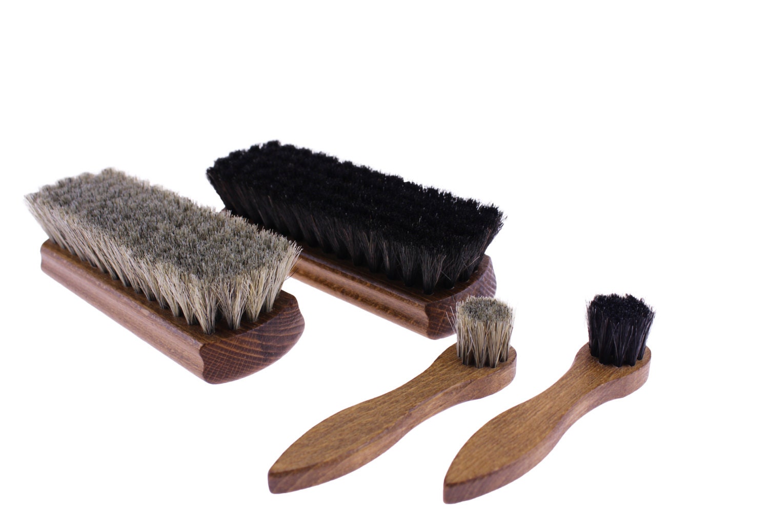 2 Vintage Horse Hair Brush Shoe Shining Polishing Brush Kiwi Kwik