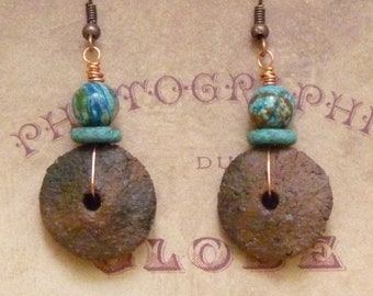 Boho Earrings, Earthy Earrings, Southwestern Jewelry, Ethnic Earrings, Bohemian Earrings, Native American, African Earrings