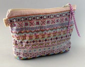 Embroidered Makeup Bag / Mother's Day / Bohemian Style, Geometric Pattern, Cross-Stitch, Embroidery, Cosmetic Bag, Kit, Clutch Bag, Pouch