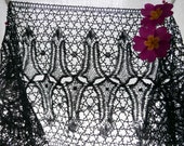 2.33yards, Antique French Lace Trim, French Passementerie, Le Puy Black Lace, Black Bobbin Lace, 1880 39 s to 1900.