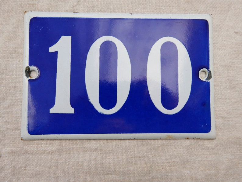 Vintage French House Number 1930/'s. French Enamel Number Plate Enamel House Sign French Enamel House Number 100