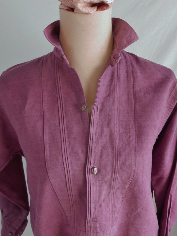 French Linen Nightshirt, Vintage Linen Shirt, Line