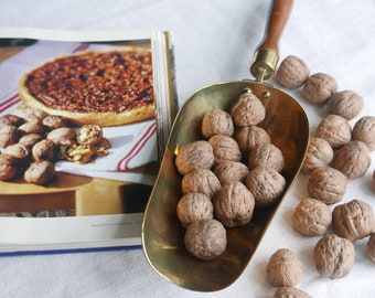 cuillère à soupe vintage en laiton, à grain, à farine ou à noix, décoration de ferme française, Kitchenalia, années 50.