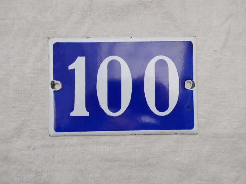 Vintage French House Number 1930/'s. French Enamel Number Plate Enamel House Sign French Enamel House Number 100