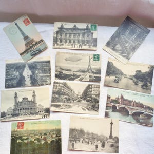 11. Postales antiguas de París, edificios de París, transporte antiguo, álbumes de recortes, diarios, recuerdos efímeros de París.