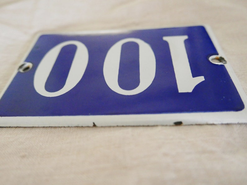 Vintage French House Number 1930/'s. French Enamel Number Plate Enamel House Sign French Enamel House Number 100
