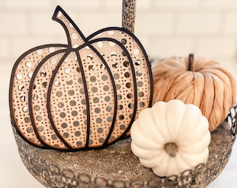 Boho Pumpkins | Rattan Pumpkins | Fall Decor | Pumpkin Decor | Tier Tray Decor | Patterned Pumpkins | Halloween Decor | Boho Fall Decor