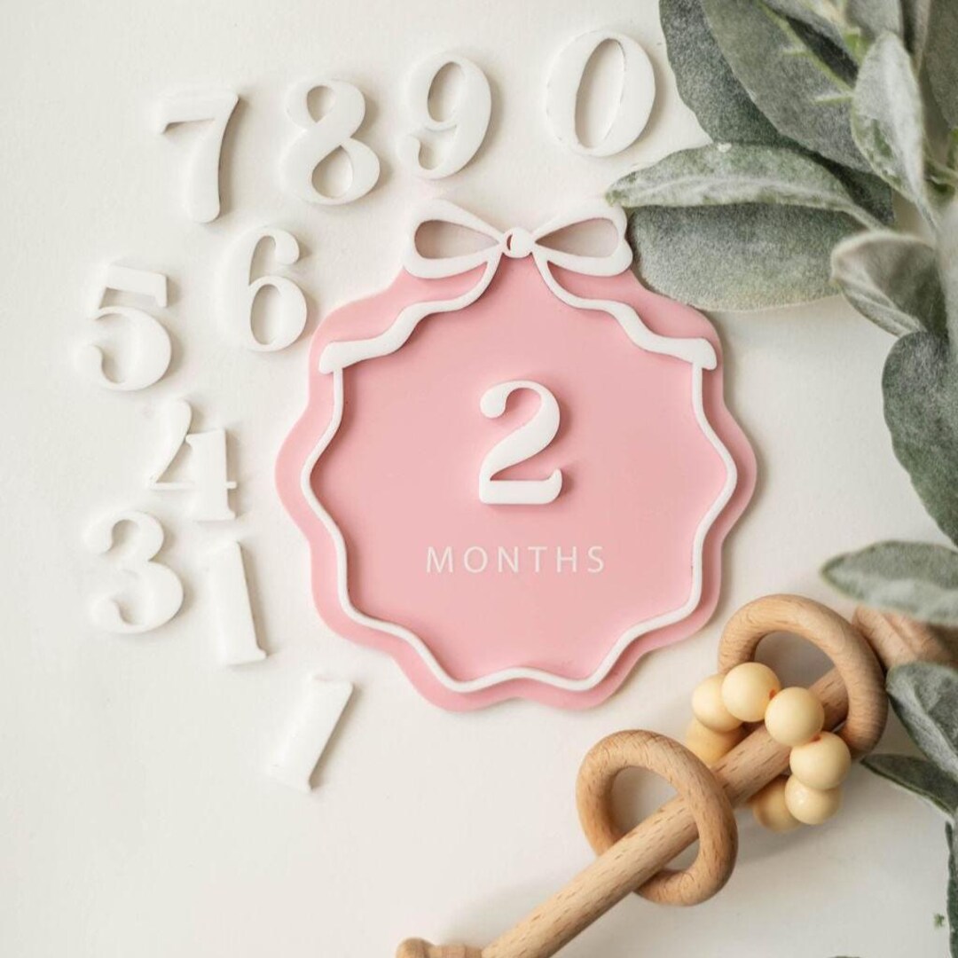 Interchangeable Acrylic Bow Monthly Milestone Markers | Matching Birth ...