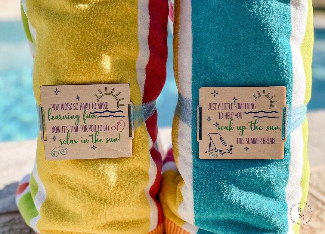 Wooden Beach Towel Tag for Teacher | Gifts for Teachers | End of School ...