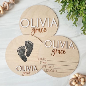 Baby Announcement Sign with Birth Stats | Footprint Sign For Newborn | Baby Name Reveal | Personalized Baby Name Sign | Sign For Hospital