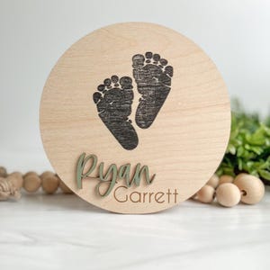 Baby Announcement Sign With Birth Stats | Matching Name Plate | Wood ...