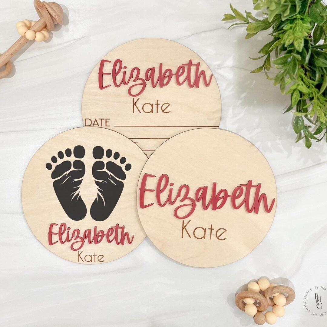 Baby Announcement Sign With Birth Stats Featuring an Acrylic Name ...