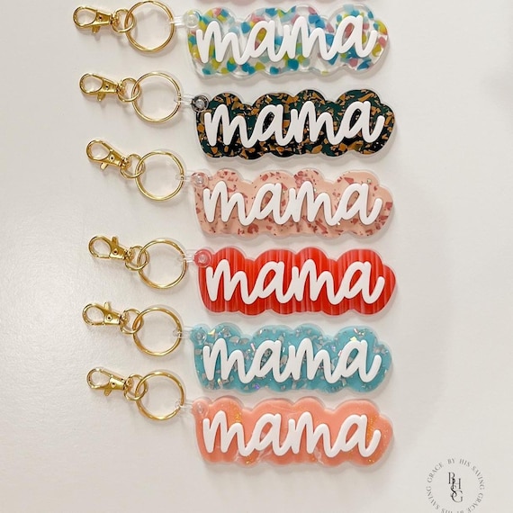 キーホルダー・アクリルキーホルダー 5kids mama Mama Acrylic Keychain | Keychain for Bag | Mother's Day Gift