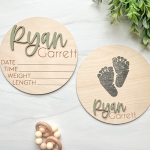 Baby Announcement Sign with Birth Stats | Footprint Sign For Newborn | Baby Name Reveal | Personalized Baby Name Sign | Sign For Hospital