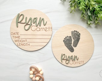 Baby Announcement Sign with Birth Stats | Footprint Sign For Newborn | Baby Name Reveal | Personalized Baby Name Sign | Sign For Hospital