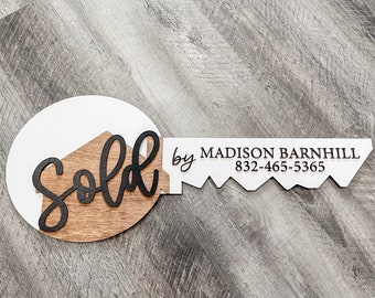 Sold Realtor Sign | Personalized Realtor Sign | Sold By Key Sign | Sold Key Sign For Realtor | Realtor Closed Sign | Sold By Sign