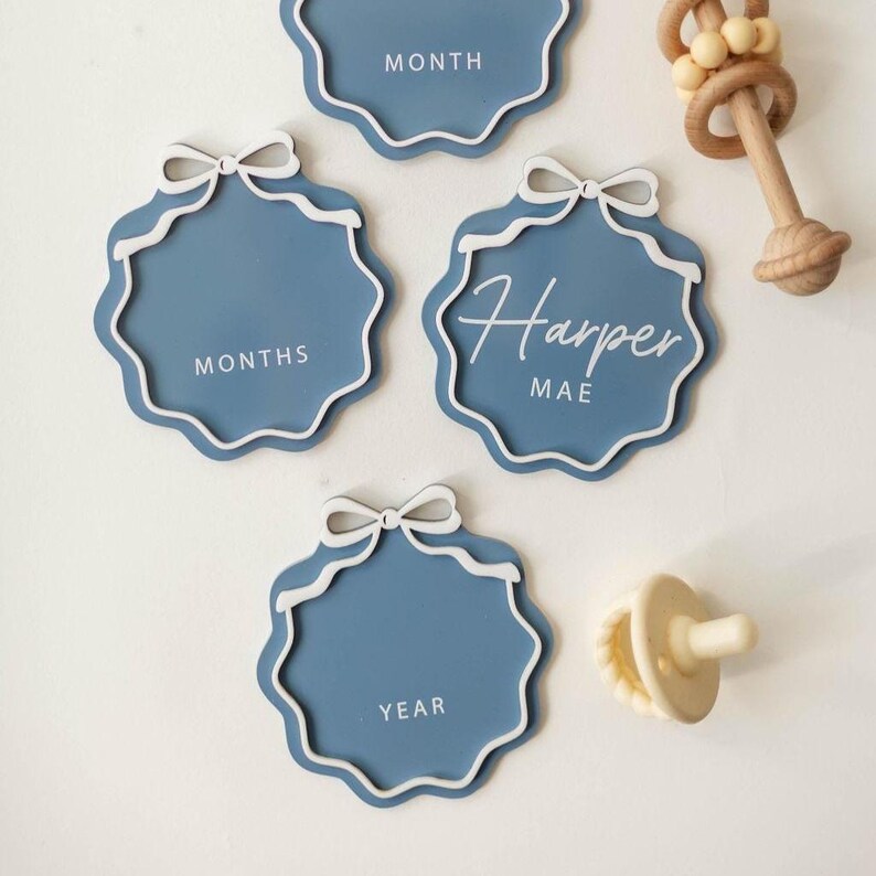 Interchangeable Acrylic Bow Monthly Milestone Markers | Matching Birth ...