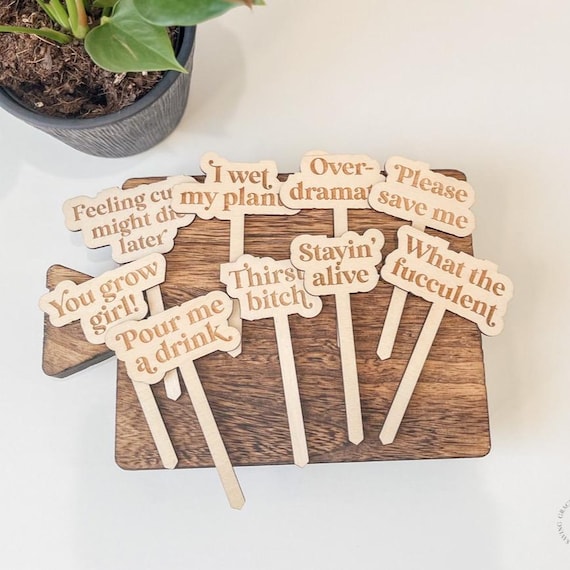 Funny Plant Stakes | Plant Markers | Garden Stakes | Funny Plant Signs | Plant Accessories | Funny Plant Markers | Wooden Plant Stakes