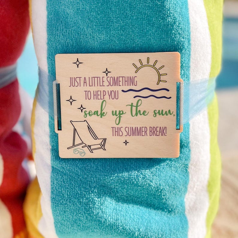 Wooden Beach Towel Tag for Teacher | Gifts for Teachers | End of School ...