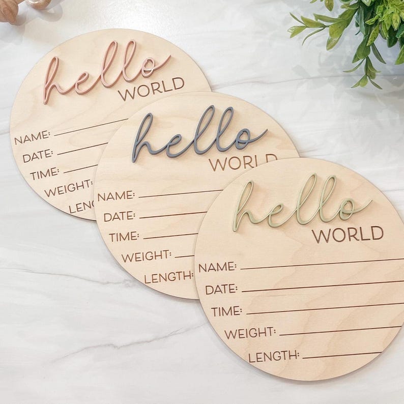 Hello World Baby Announcement Sign | Baby Sign For Hospital | Welcome Baby Sign | Hello World | Baby Sign For Hospital | Gender Neutral Sign image 1