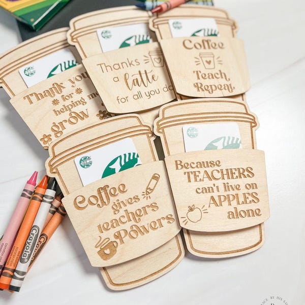 Teacher Gifts | Gifts For A Teachers | Teacher Gift Card Holder | Coffee Gift Card Holder | Back To School Gift | End of School Gift