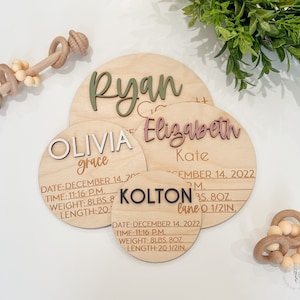 Baby Announcement Sign With Engraved Birth Stats | Wood Sign for Name Reveal | Baby Name Reveal | Personalized Baby Name Sign