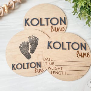 Baby Announcement Sign with Birth Stats | Footprint Sign For Newborn | Baby Name Reveal | Personalized Baby Name Sign | Sign For Hospital