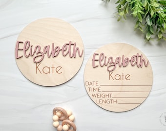 Baby Announcement Sign With Birth Stats | Matching Name Plate | Wood Sign for Name Reveal | Personalized Baby Name Sign | Sign For Hospital