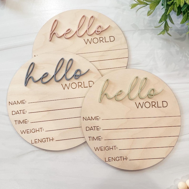 Hello World Baby Announcement Sign | Baby Sign For Hospital | Welcome Baby Sign | Hello World | Baby Sign For Hospital | Gender Neutral Sign image 2