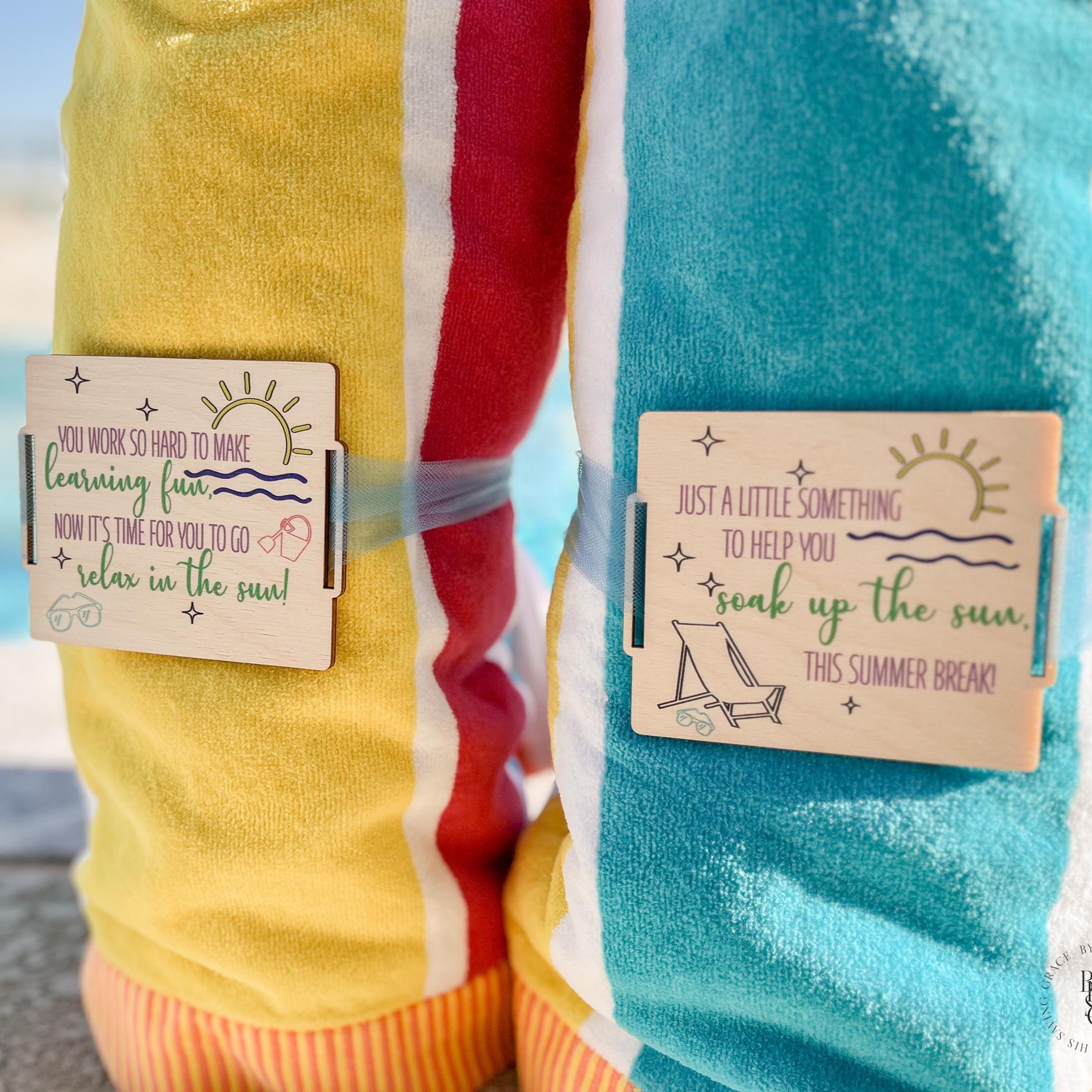 Wooden Beach Towel Tag for Teacher | Gifts for Teachers | End of School ...