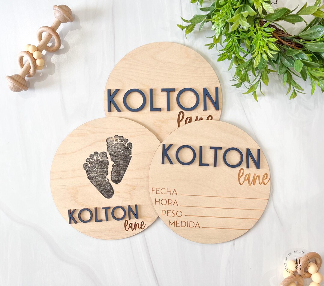 Spanish Baby Announcement Sign With Birth Stats | Matching Name Plate ...