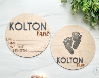 Baby Announcement Sign with Birth Stats | Footprint Sign For Newborn | Baby Name Reveal | Personalized Baby Name Sign | Sign For Hospital