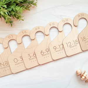 Modern Baby Closet Dividers | Wooden Closet Dividers Baby | Clothes Size Markers for Babies | Organize Baby&#39;s Closet |Baby Shower Gift Ideas
