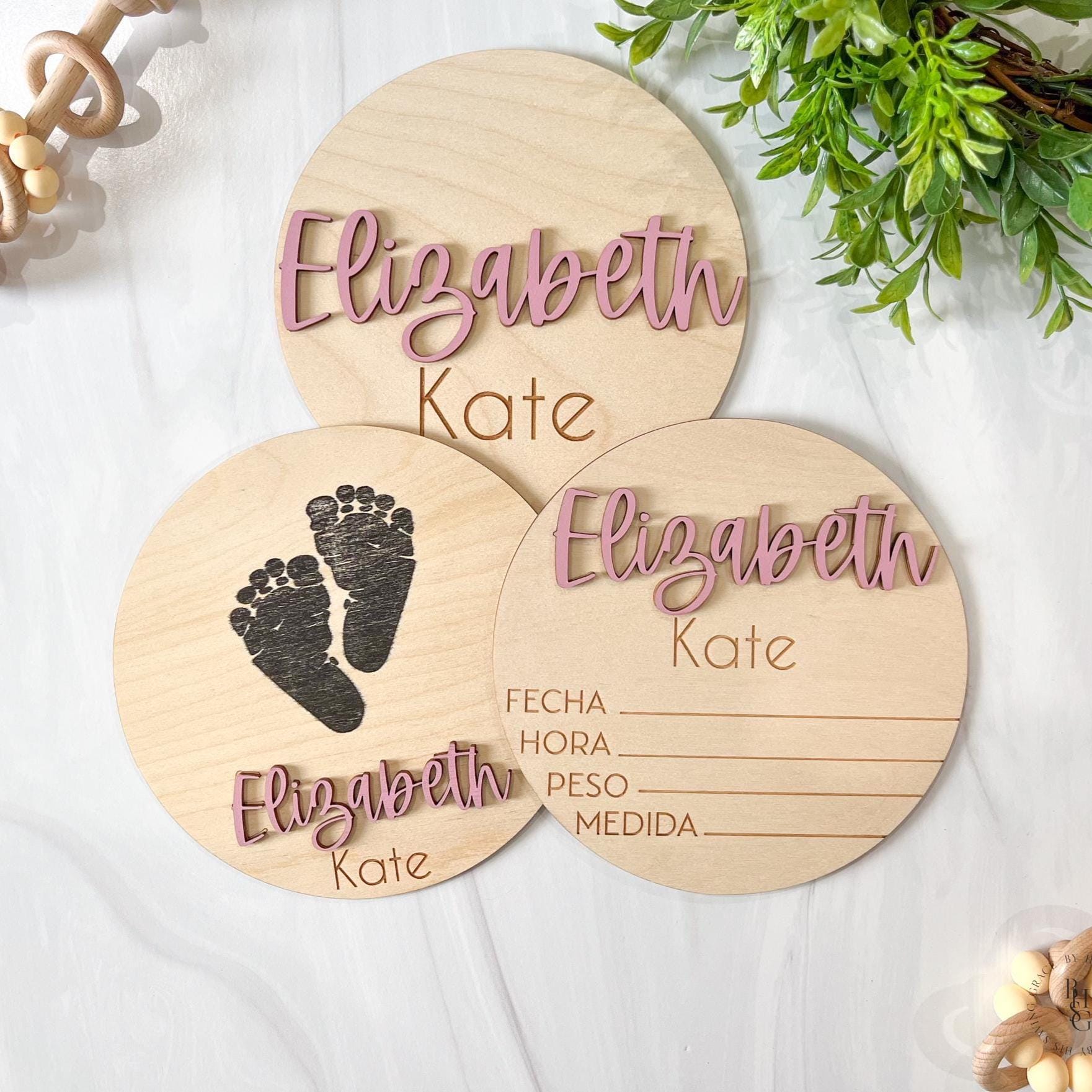 Spanish Baby Announcement Sign With Birth Stats | Matching Name Plate ...