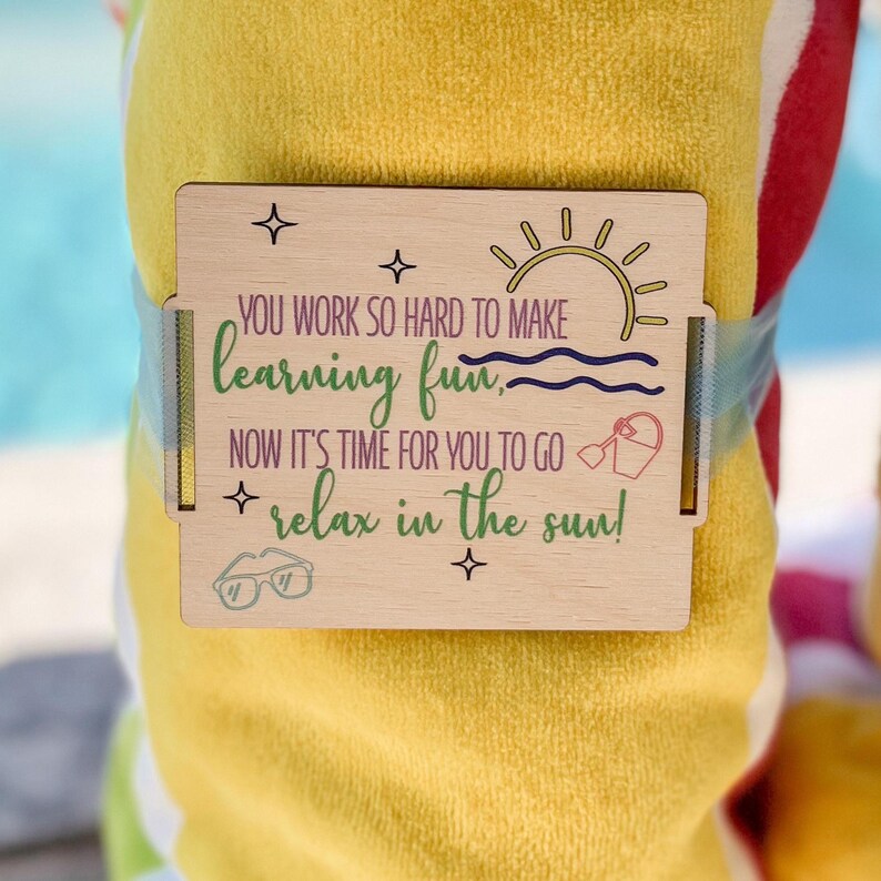 Wooden Beach Towel Tag for Teacher | Gifts for Teachers | End of School ...