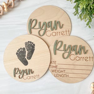 Baby Announcement Sign With Birth Stats | Matching Name Plate | Wood Sign for Name Reveal | Personalized Baby Name Sign | Sign For Hospital