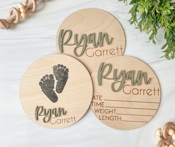 Baby Announcement Sign With Birth Stats | Matching Name Plate | Wood Sign for Name Reveal | Personalized Baby Name Sign | Sign For Hospital