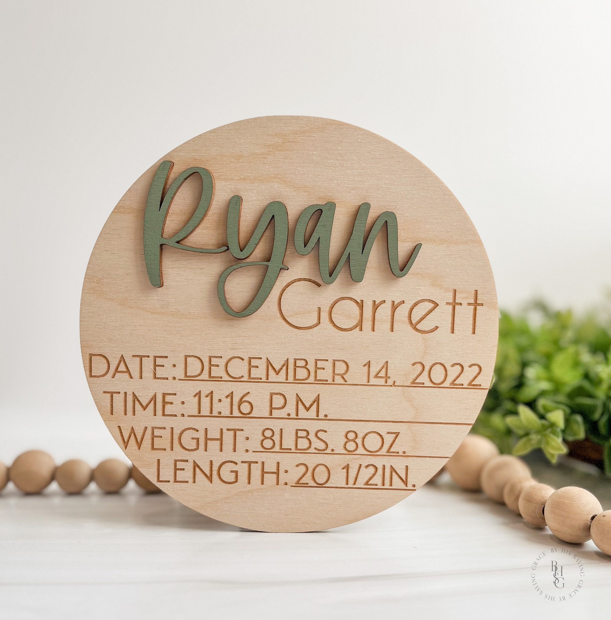 Baby Announcement Sign With Engraved Birth Stats | Wood Sign for Name ...