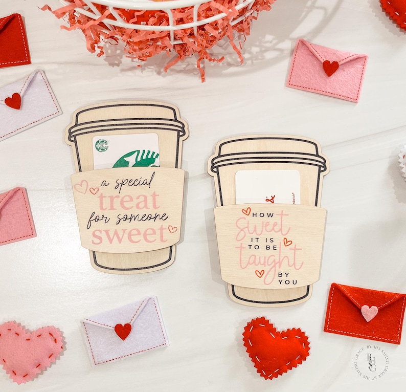 Valentine's Coffee Cup Gift Card Holder | Gift for Teacher - Etsy