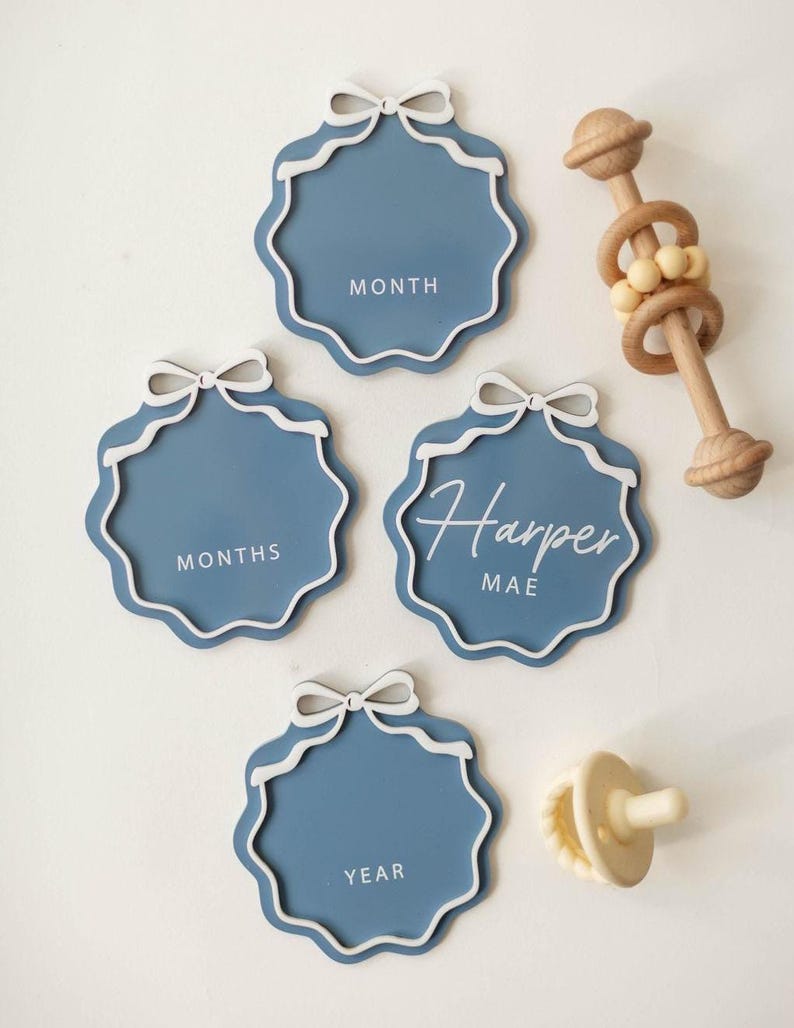 Interchangeable Acrylic Bow Monthly Milestone Markers | Matching Birth ...