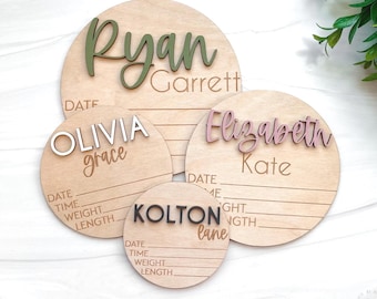 Baby Announcement Sign With Birth Stats | Wood Sign for Name Reveal | Baby Name Reveal | Personalized Baby Name Sign | Sign For Hospital
