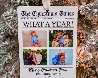 Adorno navideño personalizado de periódico