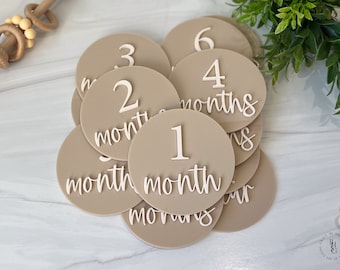 Monochromatic Monthly Milestone Discs For Baby Photos | Monthly Milestone Markers | Acrylic Milestones For Baby Pictures | Monthly Milestone