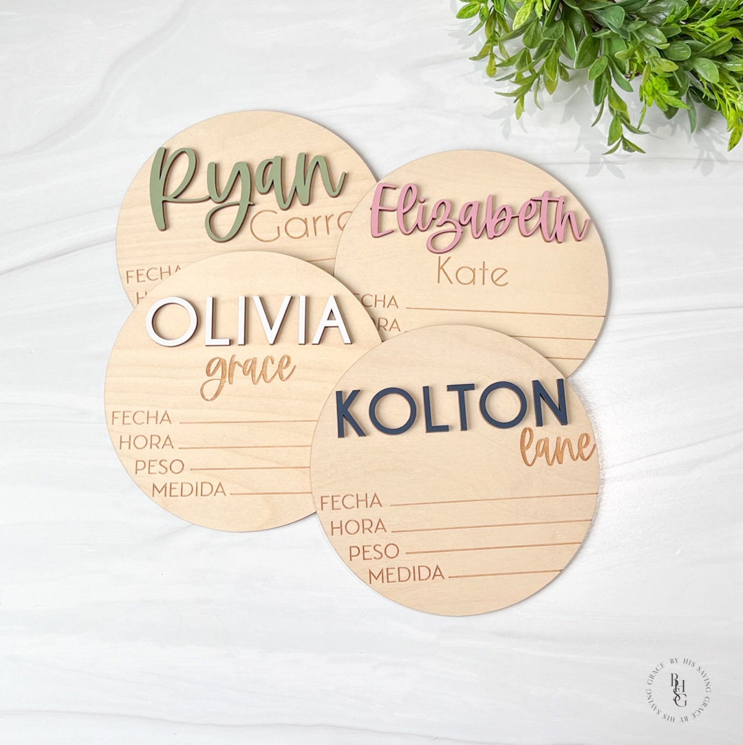 Spanish Baby Announcement Sign With Birth Stats Wood Sign for Name ...