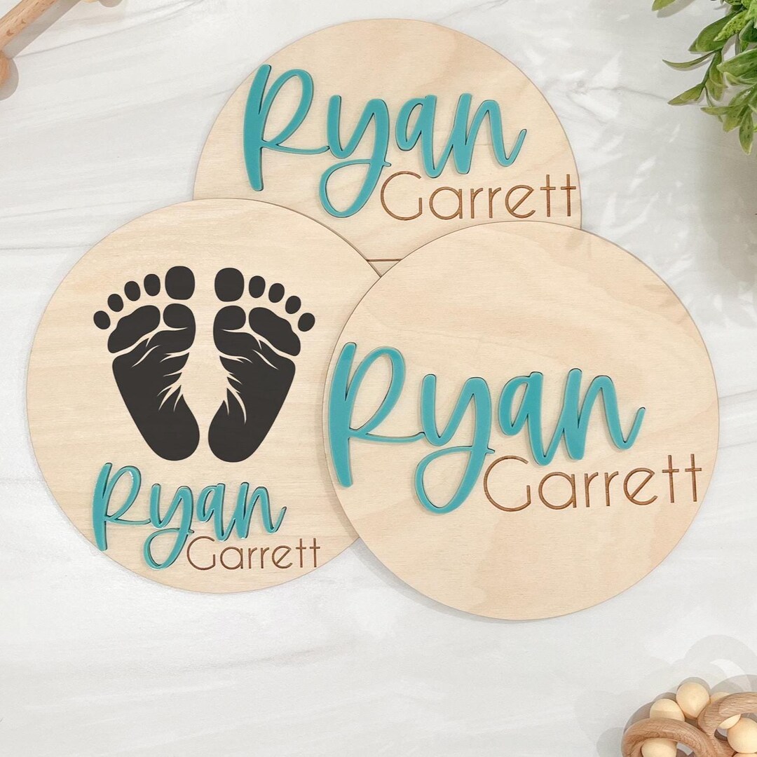 Baby Announcement Sign With Birth Stats Featuring an Acrylic Name ...