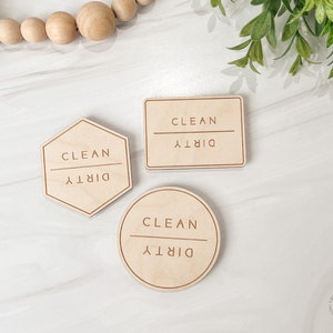 Dishwasher Magnet | Magnet For Dishwasher | Dirty Dishes Magnet | Clean Dishes Magnet | Wooden Magnet