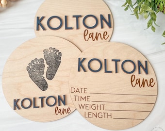 Baby Announcement Sign with Birth Stats | Footprint Sign For Newborn | Baby Name Reveal | Personalized Baby Name Sign | Sign For Hospital