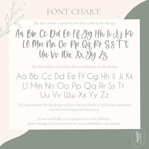 May include: A font chart displaying two distinct alphabet styles in gray text on a white background. The top section shows a cursive script font, while the bottom section features a clean, sans-serif font. Text instructions are included.