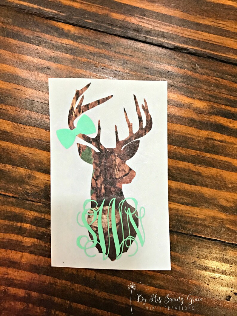 Deer Head With Vine Monogram And Bow Girls That Hunt Etsy