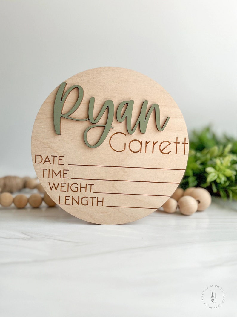 Baby Announcement Sign With Birth Stats Wood Sign for Name Reveal Baby Name Reveal Personalized Baby Name Sign Sign For Hospital Ryan Garrett